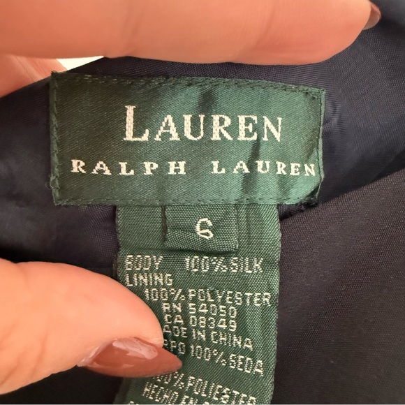 Vintage Ralph Lauren blue colourblock one shoulder silk midi dress - 6 (Small) - Picture 4 of 4